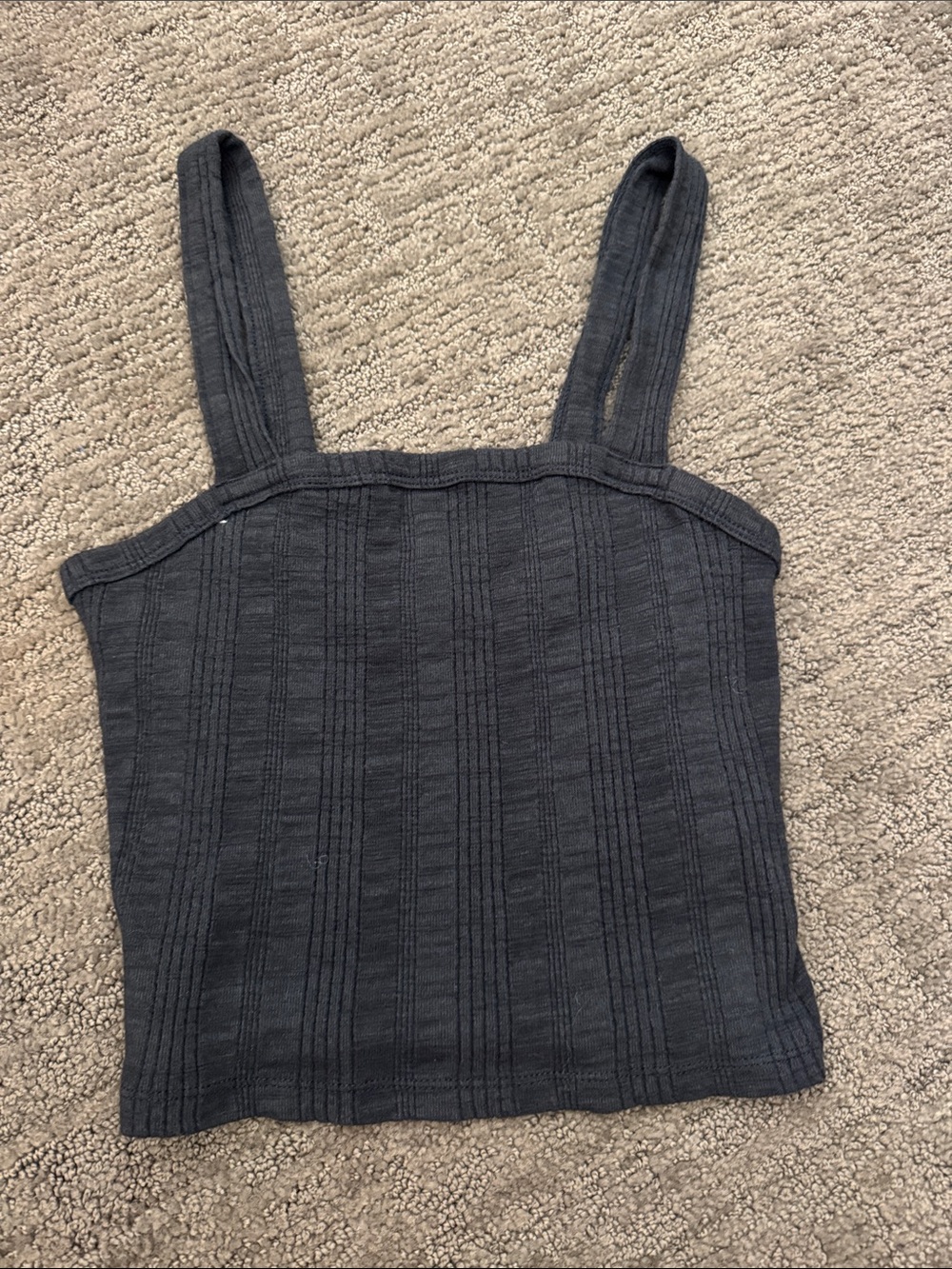 American Eagle Outfitters Dark Gray Ribbed Square Neck Tank